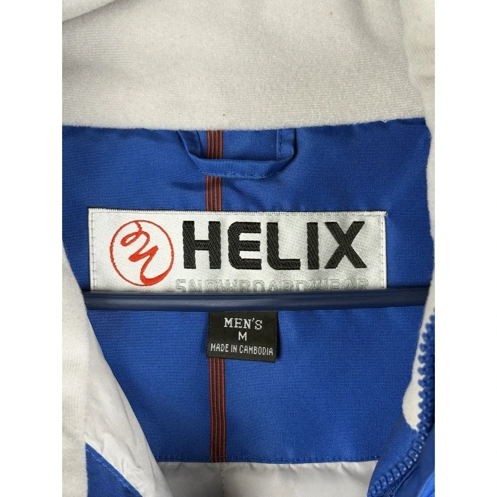Y2K Helix Snowboard Jacket Mens M Blue Insulated Ski Cargo Hooded Snow Coat